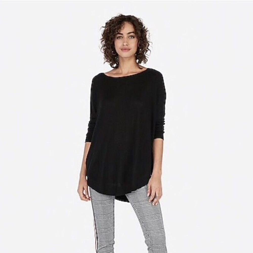 Express Women's Black Lattice Back Circular Hem Sweater Size XS (Oversized)